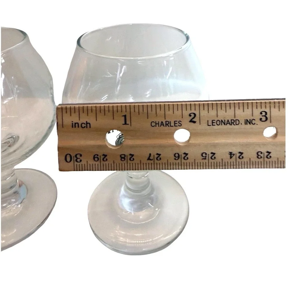 VTG Jim Beam Bourbon Snifter Glasses Set of‎ 2 Clear Glass Black Logo Barware 4
